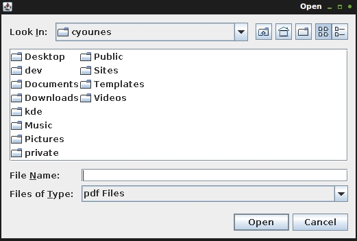 JFileChooser select file to open